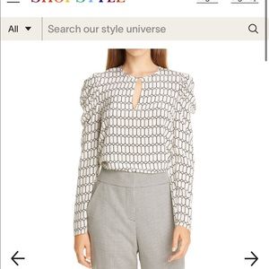 Judith and Charles Ana Silk Blouse -off white/black, brand new! size 00